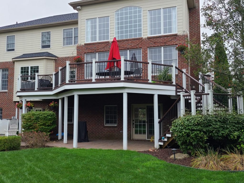 Deck with under area and lower level construction
